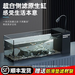 桌面溪流缸新款超白玻璃侧滤自循环生态造景全套小型客厅鱼缸