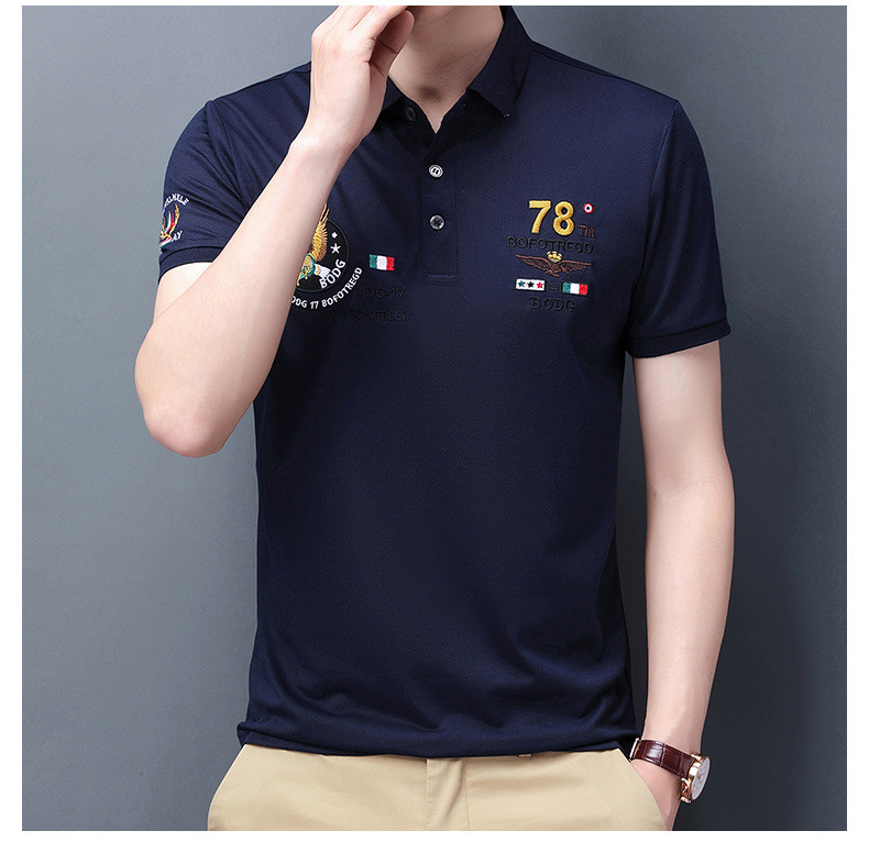 2024 Summer Pure Cotton POLO Shirt, Fashionable Casual High-end Embroidered Turn-down Collar Short Sleeve T-shirt Men's_viptrois.com