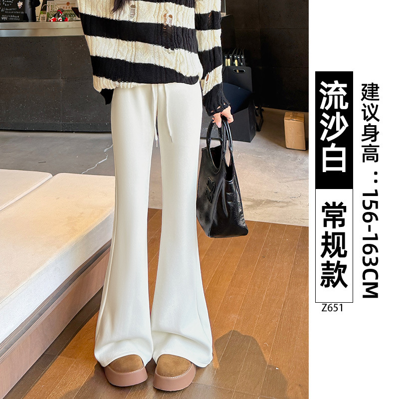灰色喇叭运动裤女2025新款秋季高腰显瘦休闲小个子松紧腰微喇卫裤|undefined