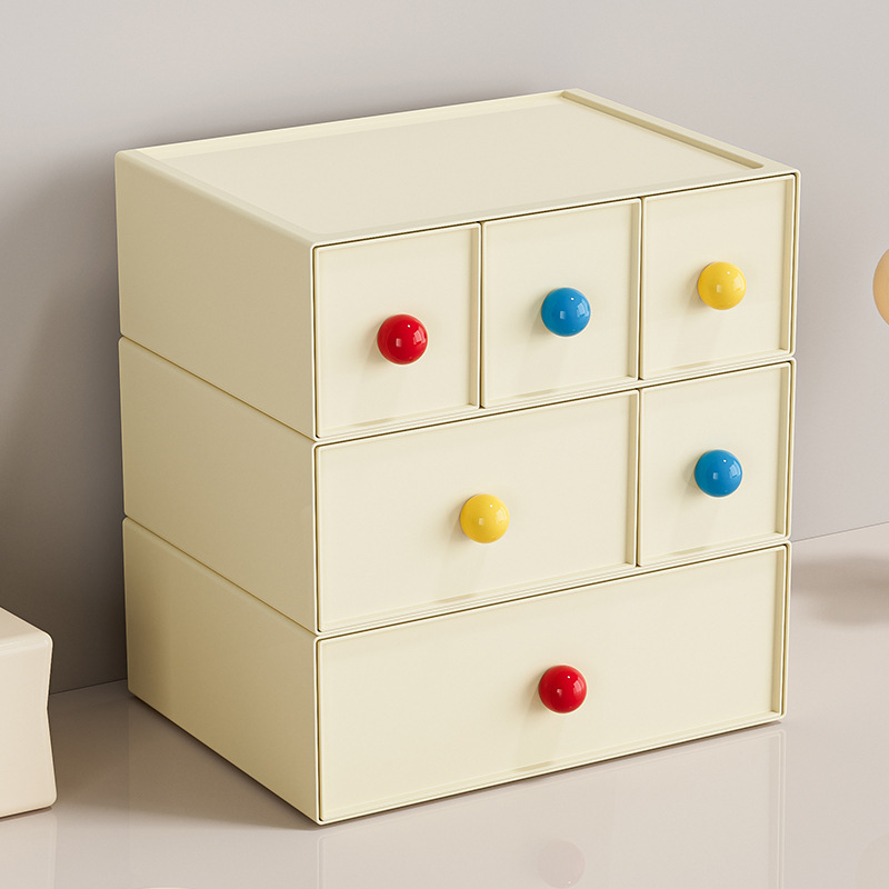 Mesa de cajón de cosméticos, combinación de sala de estar, caja de joyería superable de varias capas, caja de almacenamiento de escritorio de almacenamiento de plástico