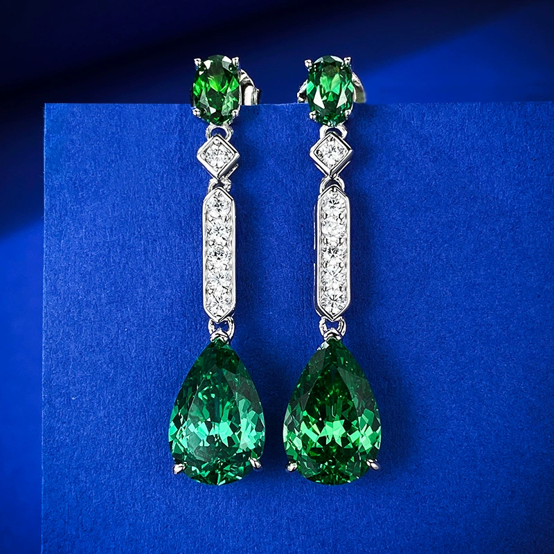 /Jewelry, зелёные брендовые серьги, коллекция 2023 года, образец серебро 925, 5 карат