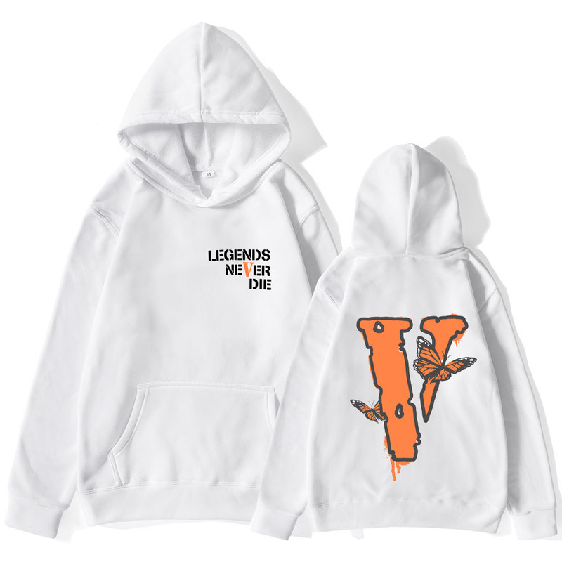 European and American Cross-Border Trendy Brand Vlone Letters Autumn and Winter Velvet Style Loose Hip-Hop Back Large V Butterfly Hoodie for Men and Women European and American Cross-Border Trendy Brand Vlone Letters Autumn and Winter Velvet Style Loose Hip-Hop Back Large V Butterfly Hoodie for Men and Women