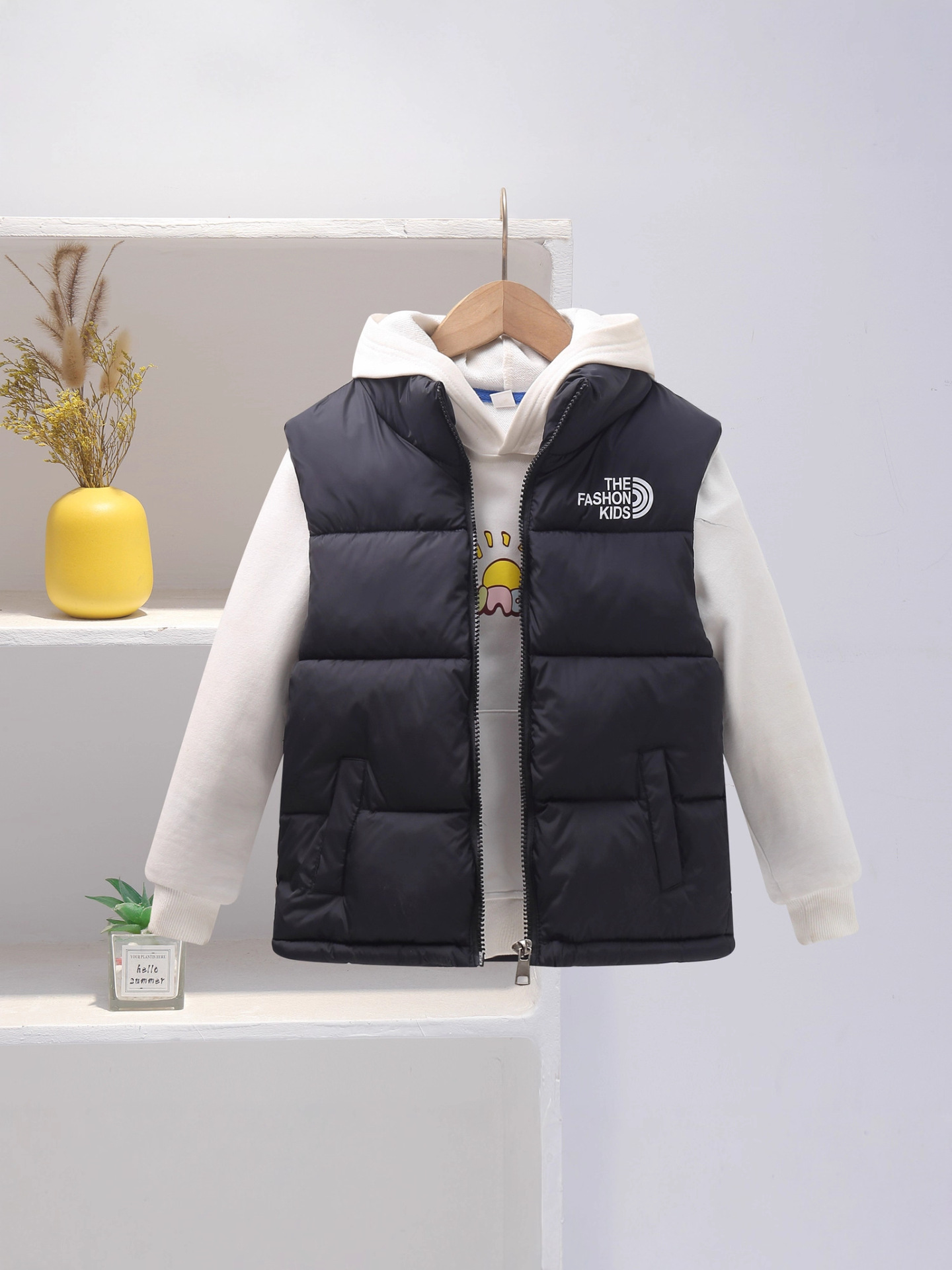 2025 chaleco de algodón de pluma para niños, hombres y mujeres, niños de edad media y edad media, cuello de pie empalmado, ropa infantil, hombro de invierno puede ser grueso y cálido