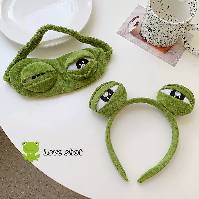Новая забавная детская маска для глаз в виде лягушки, милая повязка на голову для сна, блокирующая свет, повязка на голову в японском стиле, грустная повязка для волос