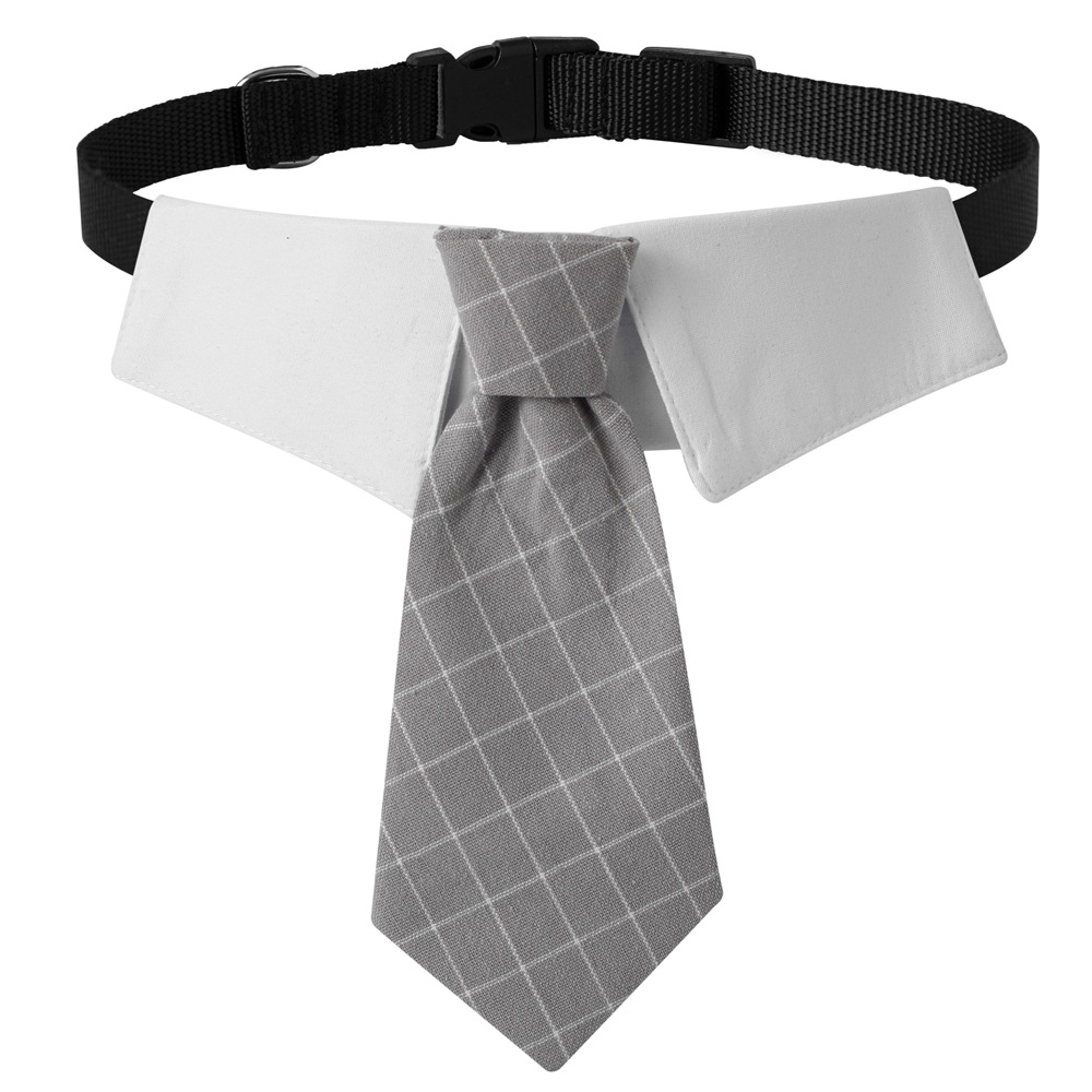 Fábrica en stock transfronterizo nuevo estilo británico guapo boda perro traje de sarga perro collar traje Plaid tie
