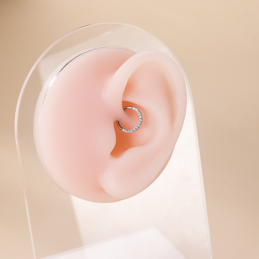 1 Piece Nose Rings & Studs Fashion Round Pure Titanium Inlay Zircon Nose Pin display picture 3