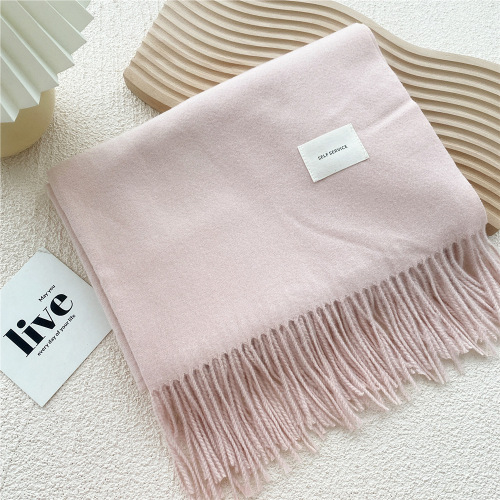 Solid color scarf for female students in winter Korean style thickened warm dual-purpose shawl cute girl imitation cashmere scarf