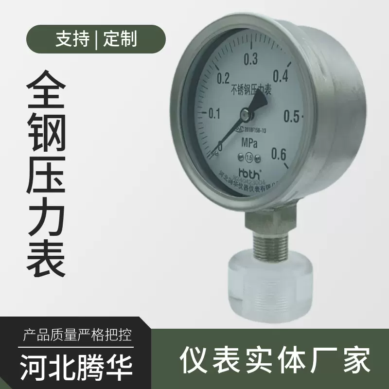 316/304不锈钢压力表定制充油耐震压力表压力可调石油化工压力表