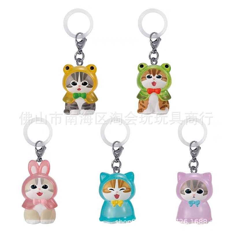 타이드 플레이 가샤폰 상어 고양이 비옷 모델링 고양이 후샨디 고양이 키체인 펜던트 블라인드 박스 인형상자 달걀