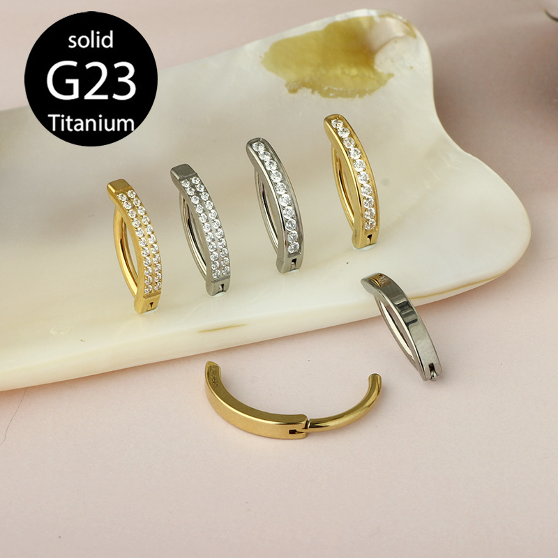 G23 Titanium Alloy Navel Ring for Women Zircon Inverted Belly Button Piercing Glossy Navel Ring detail image 7