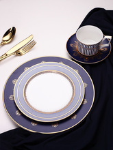 餐厅样板房餐具套装骨瓷牛排盘杯碟陶瓷餐盘咖啡具茶杯碟子刀叉勺