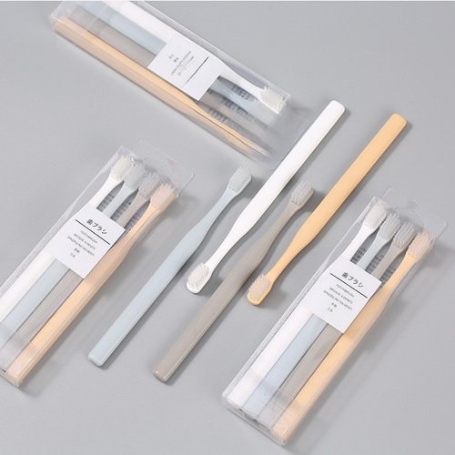 Macaron Unbranded Japanese Style 4-Piece Soft Bristle Toothbrush Adult Set with 4 Small Head Toothbrushes