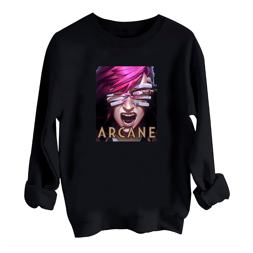 Arcane Vi & Jinx Sweatshirt Harajuku Round Neck Long Sleeve