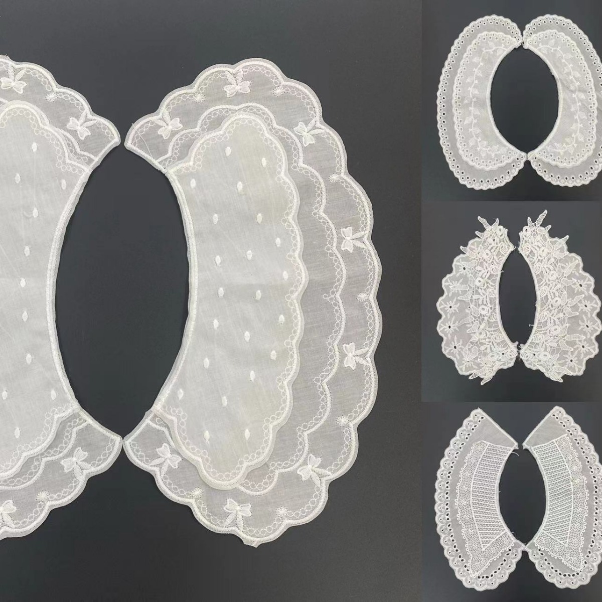 牛奶丝棉布刺绣衣领 领花 镂空打孔对花 童装假领DIY童装服装辅料