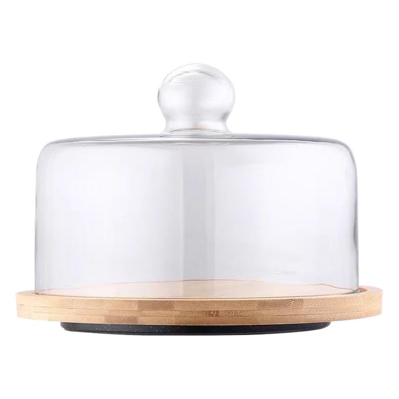 Venta caliente transfronteriza bandeja para pasteles cubierta de vidrio té de la tarde pan postre bandeja de exhibición de frutas estante de pastelería transparente a prueba de polvo