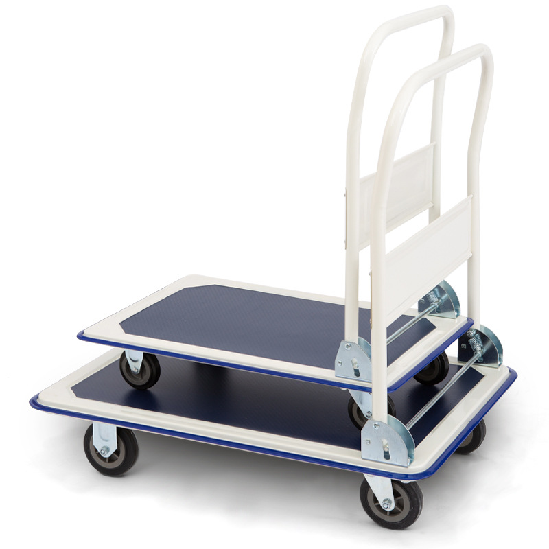 货物推车仓库平板车小拖车手推车拉货搬运车四轮钢板车便携布草车