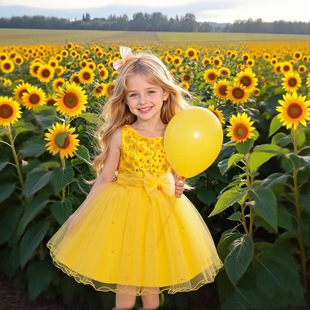 Amazon Children's Dress Girl's Princess Puff Dress Little Girl's Dress Gown Flower Girl's Wedding Dress