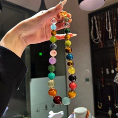Zhu Zhu の同じスタイルのクリスタル Duobao ネックレス女性のカラフルなラウンドビーズ鎖骨チェーンハイエンドネックレスジュエリーギフト