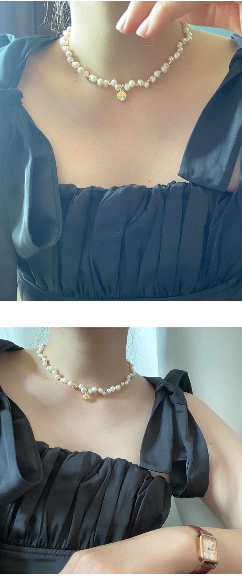 Fashion Portrait Pearl Beaded Pendant Necklace 1 Piece