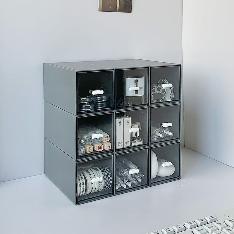 Transparent Drawer-Type Storage Box Student Desktop Stationery and Sundry Combination Compartment Large-Capacity Dormitory Cosmetics Storage