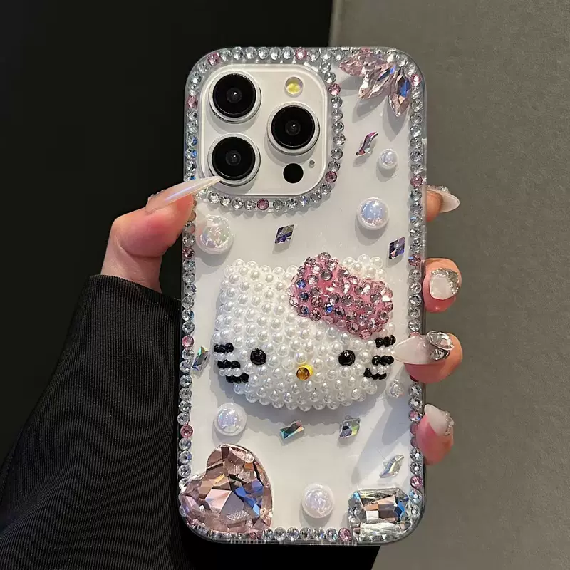 Hello kitty, apple, iPhone16, compatible cute phone case, iPhone14, diamond encrusted, 14promax