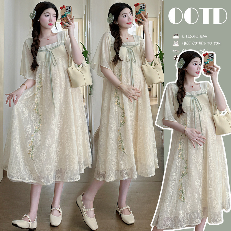 2026 New Style Maternity Dress with Improved Lace Embroidery and Loose Short Sleeves 2026 New Style Maternity Dress with Improved Lace Embroidery and Loose Short Sleeves