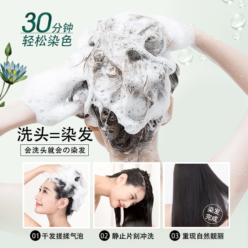 Plant bubble hair dye in independent bags for hair dyeing at home without sticking to scalp healthy black hair hair dye wholesale