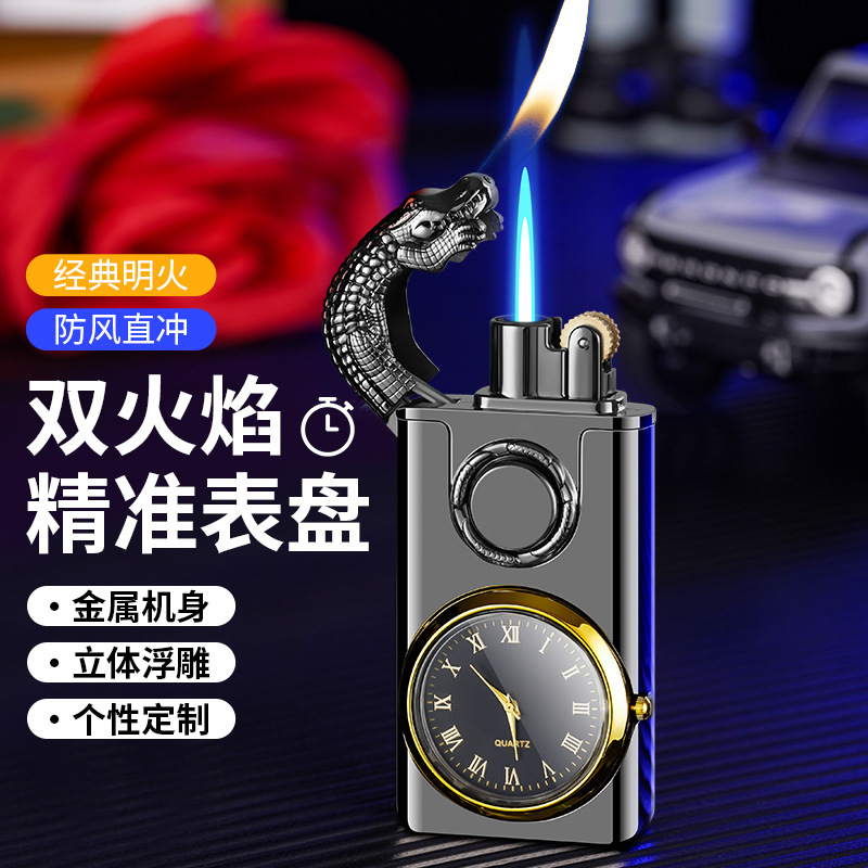 Encendedor inflable de doble fuego, estereoscópio en relieve multifuncional con dial, encendedor de impacto directo, logotipo publicitario