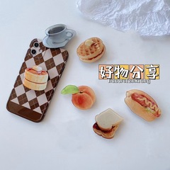創意手機氣囊支架ins卡通可愛咖啡蛋糕支架粘貼式伸縮氣墊指環扣