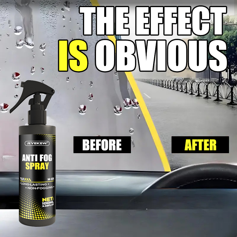 Ryekew Long-Lasting Anti-Fog Spray for Car Glass and Helmet, Windshield Anti-Fog Spray