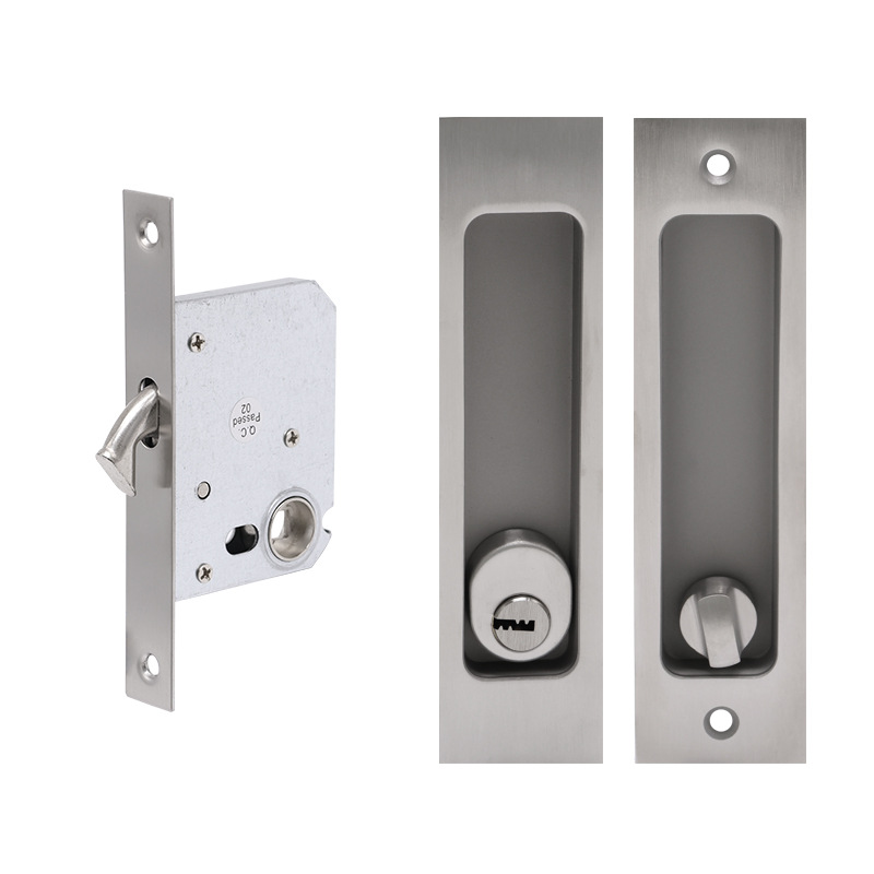 Cerradura de puerta deslizante de acero inoxidable simple cerradura de puerta invisible cerradura de puerta de baño de hotel cerradura de puerta deslizante incrustada de balcón de cocina