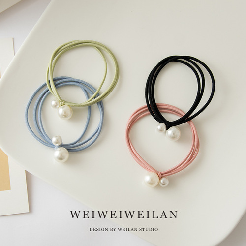 ins simple size pearl hair rope cute high elastic hair tie forest headband Korean style small fresh headwear
