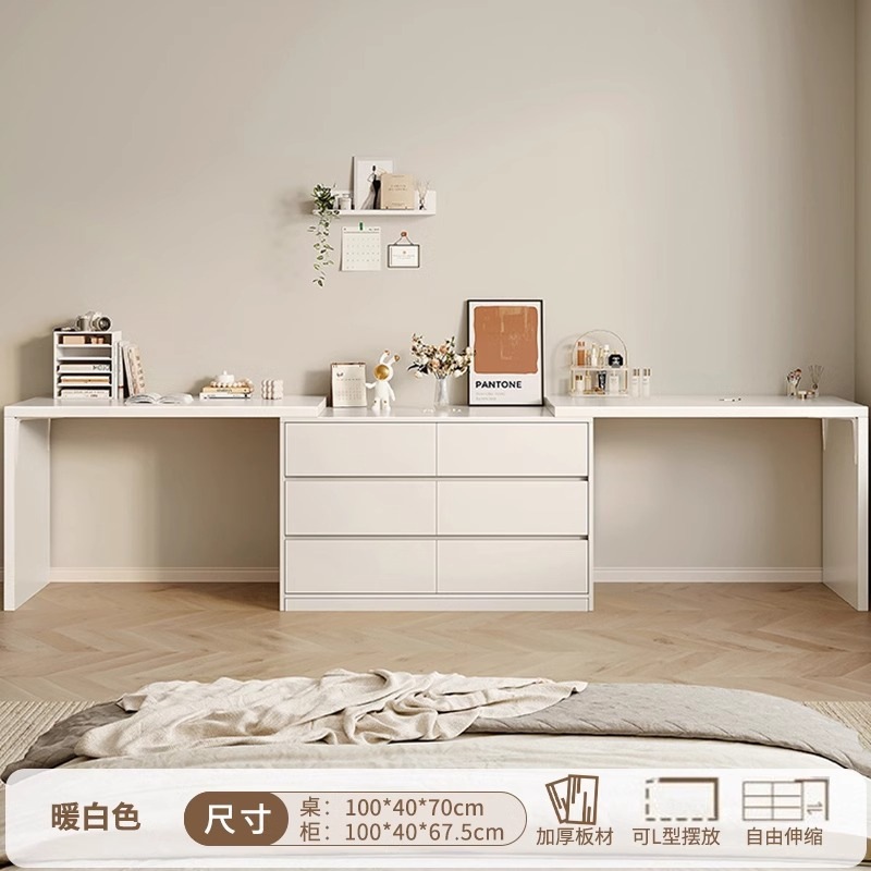 1m 테이블×2+100 캐비닛 따뜻한 흰색