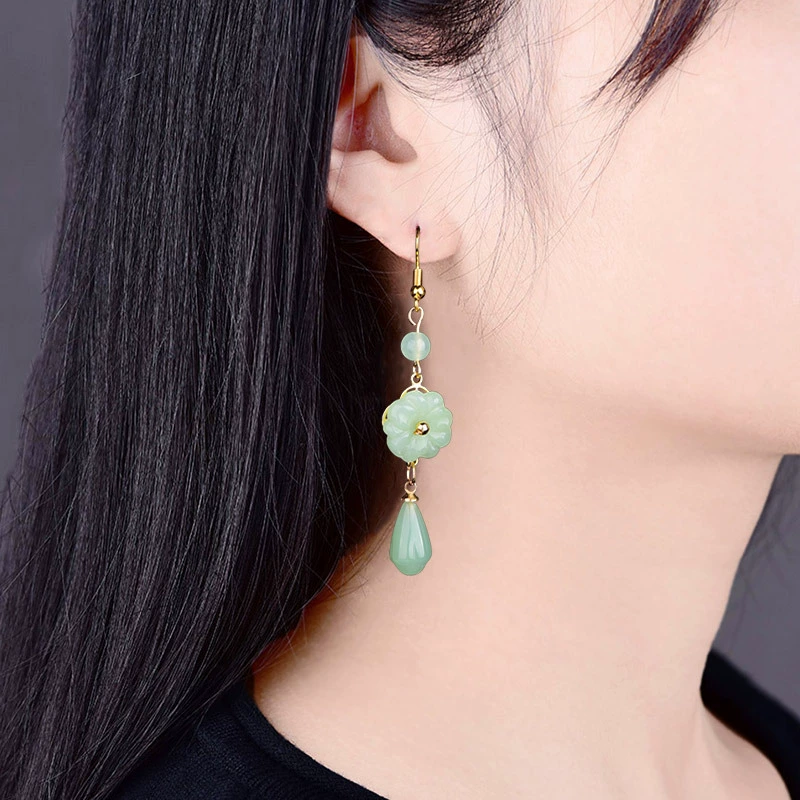 Retro earrings, accessory, cheongsam, Hanfu, 925 sample silver, silver 925 sample