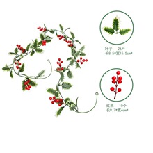 亚马逊新款圣诞节气氛布置家居装饰仿真藤蔓 家居装饰壁挂红果藤