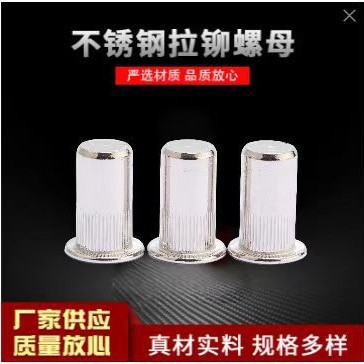 304不锈钢平头竖纹盲孔拉铆螺母M3-M12新能源平头滚花闭口拉母