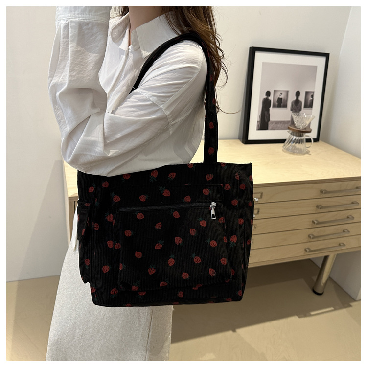 Umhängetasche mit großem Fassungsvermögen für Reisen, Cord-Handtasche, vielseitige Schultertasche, Damen-Einkaufstasche, Pendler-Notebook-Schultasche, neu – Detail 17