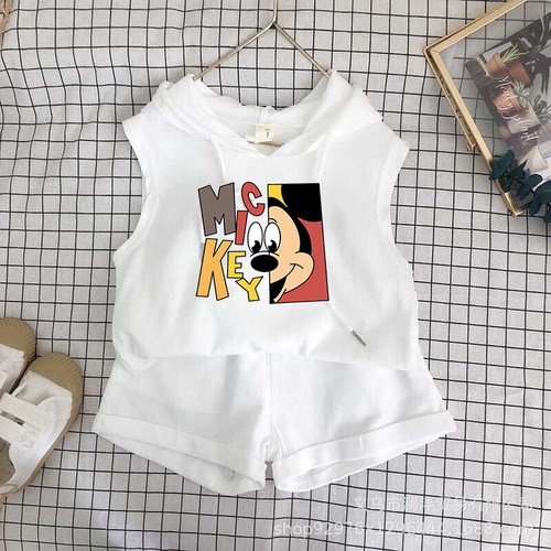 Summer new Korean style children's clothing for boys and girls, vest and shorts suit, baby, baby and children's summer dress, two-piece set