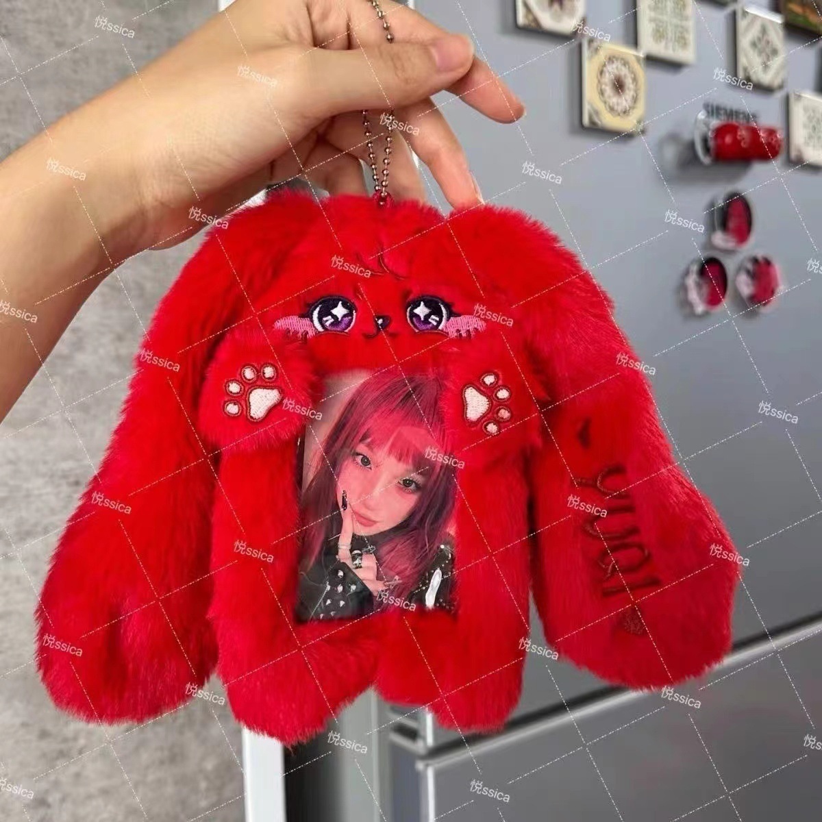 Cute ángel cerdo de peluche 3 pulgadas tarjeta de visualización tarjeta de estudiante colgante tarjeta de comida cubierta protectora