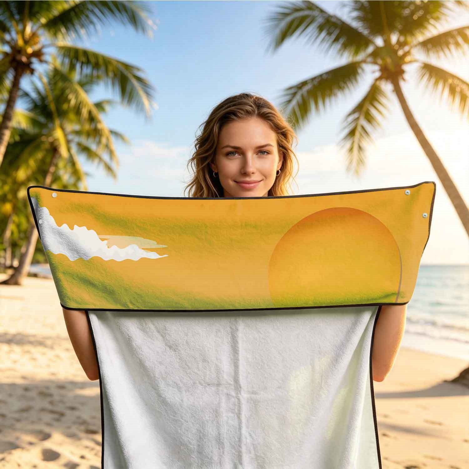 Summer bath towel and car seat cover 2-in-1, ultra-fine fiber outdoor beach and car dual-use universal seat cushion