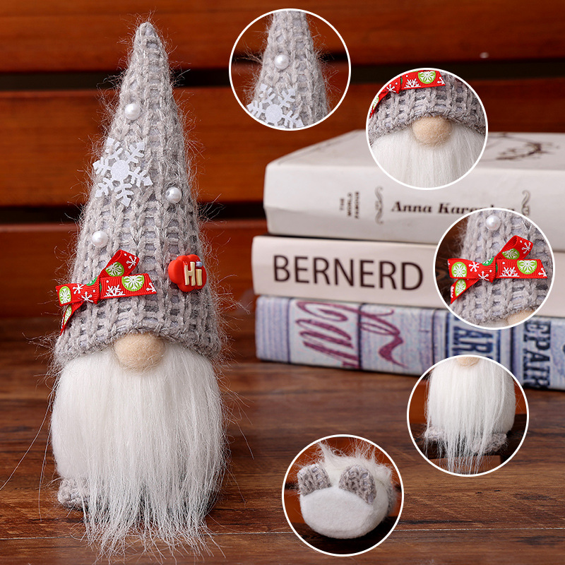Cross-border Christmas decorations knitted hat dwarf Rudolph doll standing doll window decoration Christmas limited edition