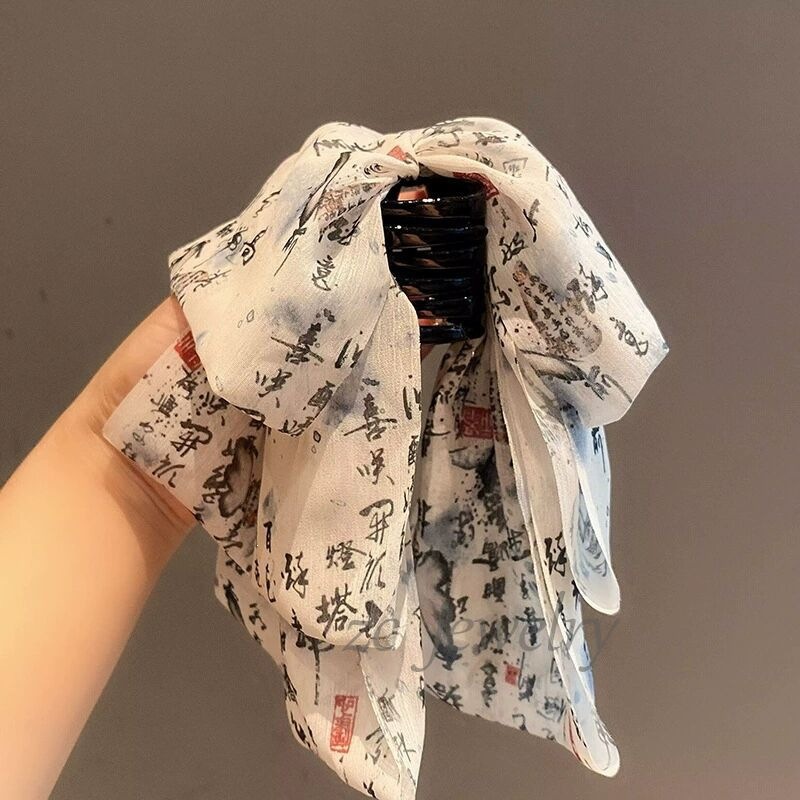 Satín de alta sensación, arco negro grande, clip de tiburón, toque de cabeza, clip de nube, clip de agarre, clip de cabello, tarjeta de cabello de mujer