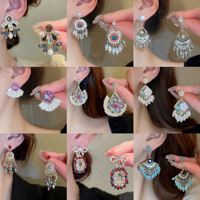 Pendientes de mariposa de cristal artificial degradado de aguja de plata chapado en oro real 2025 nuevos pendientes pendientes de moda exquisita mujer