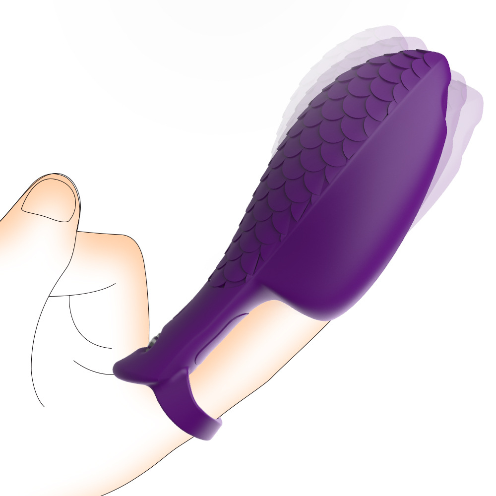 Fish Scale Silicone 10 Frequency Vibration Vibrator Couple Flirting Massage Alternative Finger Sleeve Wholesale_voghion.com