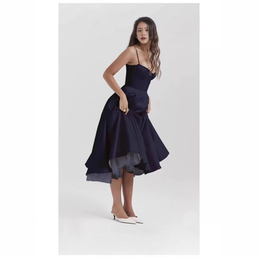 Robe camisole sexy à bordure en dentelle et ourlet double épaisseur – Robe d'été élégante et féminine pour femme (S-XL)_voghion.com