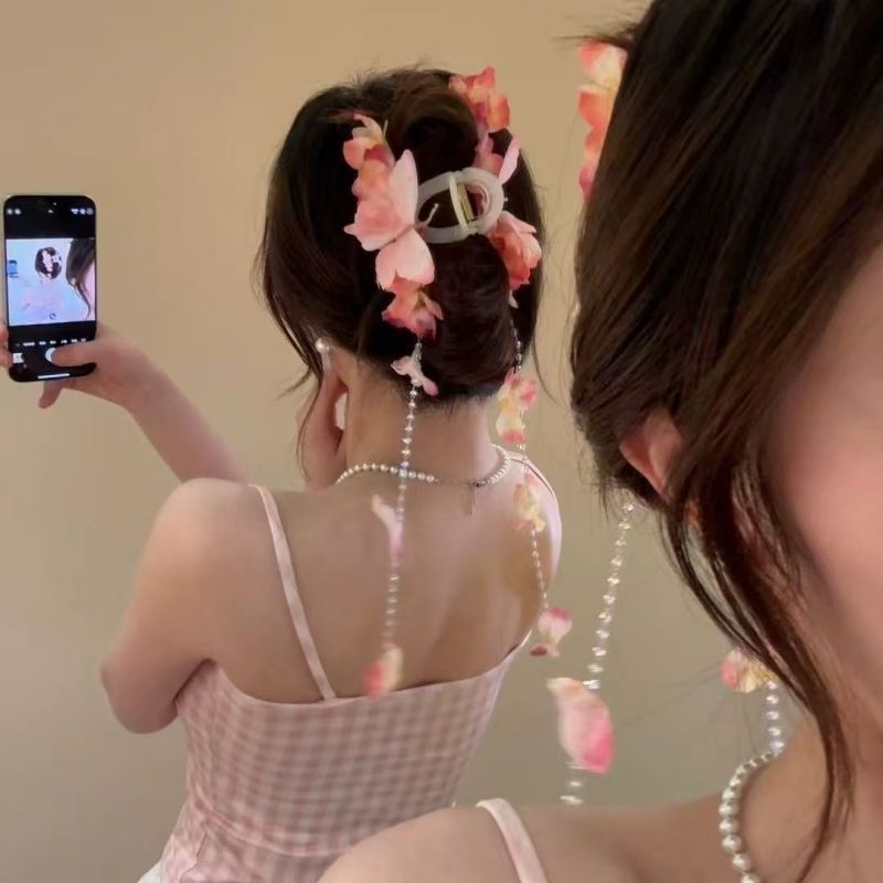 Spring Early Spring New Hydrangea Tassel Pendant Grab Hairpin Headwear Seaside Vacation Grab Hairpin Hair Accessories