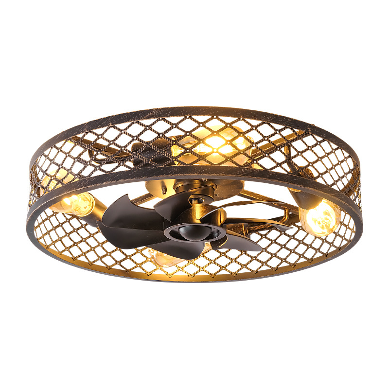 Ventilador de Techo con Luz, Metal y Acrílico, Con Control Remoto, para Comedor y Hogar