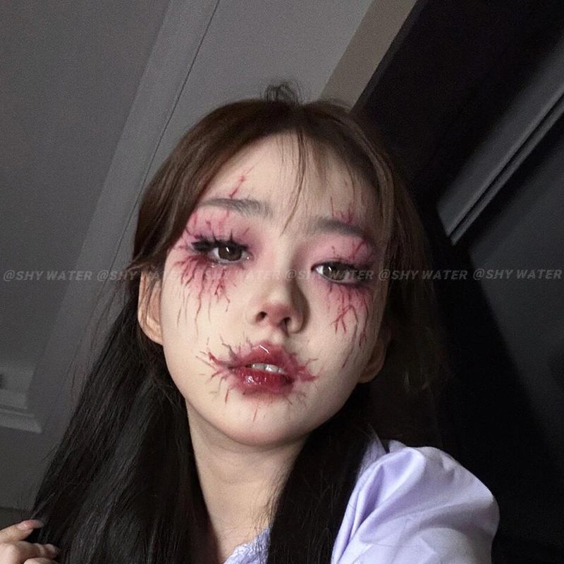 Evil Halloween Color Tattoo Face Sticker Face Scary Washable Simulation Sexy Spice Girl Party Face Makeup Cool