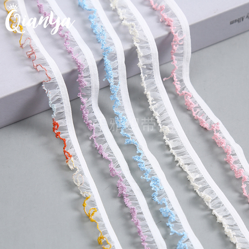 1.0 Single-Sided Matte Gauze with Colorful Edges in Pink, Blue, Purple, and Beige, in Stock for Doll Clothes, Bags, DIY Accessories, Lace, and Ribbon