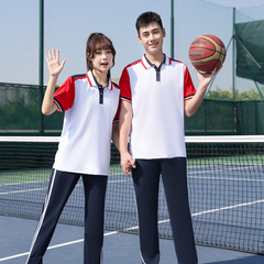夏中学校制服スーツ半袖ズボングループユニフォーム男女高校生クラスユニフォームスポーツウェア2点セット